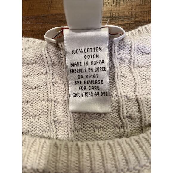 Talbots Women’s Light Beige Cotton Sweater Cable Knit Edge Ribbed Size Large - Picture 6 of 8
